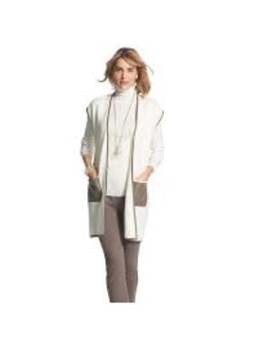 Chico's Faux Leather Pocket Pascale Sweater Size 1 Medium